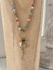 Collier Sautoir Perles en verre facettées et pampilles acier